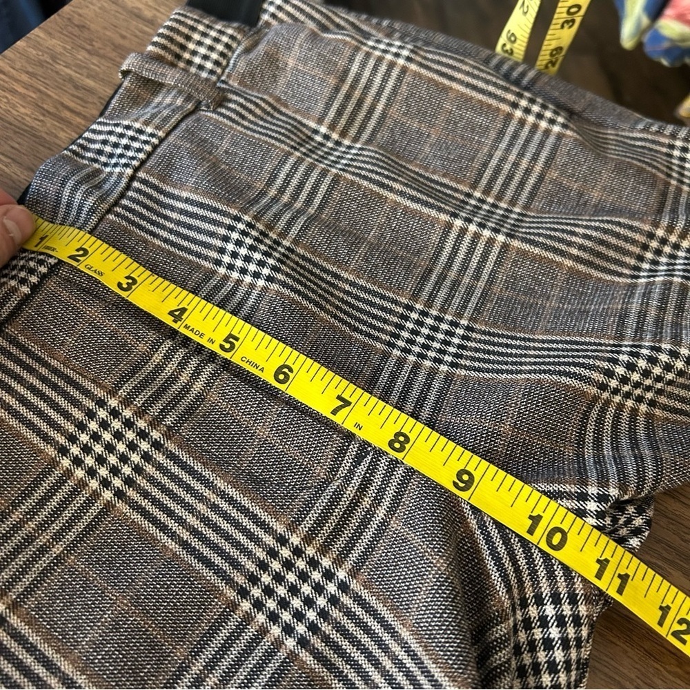 H&M Brown Plaid Trousers Size 12 Dark Academia Career Workwear Slim Straight❤️ - Picture 9 of 11